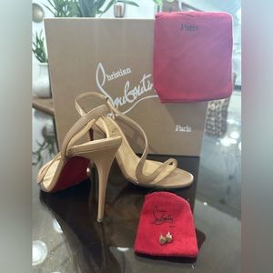 Christian Louboutin 100 mm Sandals - Leather and PVC - Nude